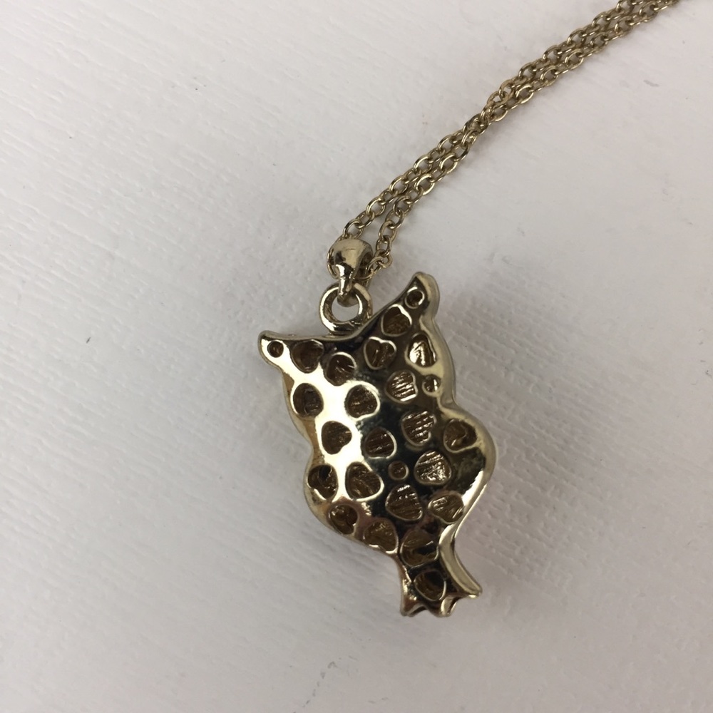 Pink Rhinestone Owl Necklace - Picture 5 of 8